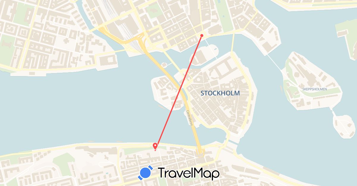 TravelMap itinerary: driving, hiking in Sweden (Europe)